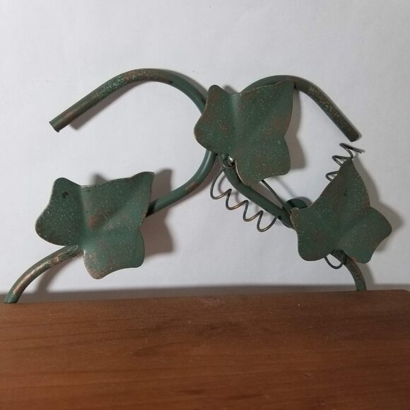 Wood and Green Metal Leaf 3 Shelf Hanging Wall Decor 26" High - Picture 6 of 10